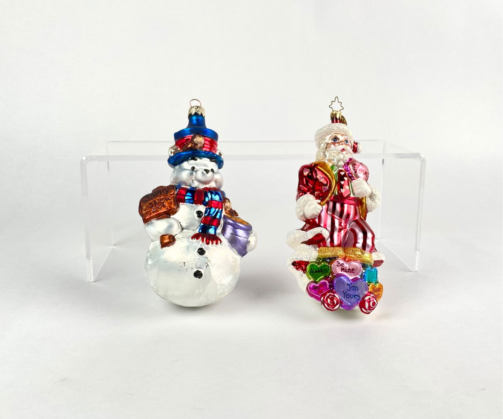 Pair of Christopher Radko Ornaments Snowman and Santa (1 of 12)