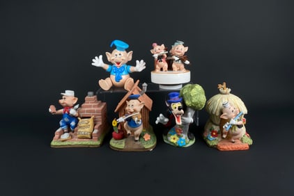 Collection of Walt Disney Three Little Pigs and Big Bad Wolf Figurines