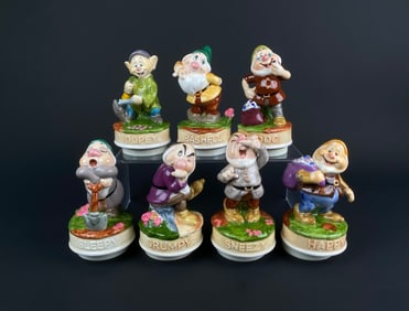 Set of 7 Schmid Dwarfs Porcelain Music Box Figurines