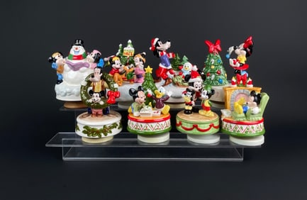 Set of 8 Disney Theme Christmas Musical Figurines by Schmid