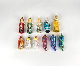 Set of 11 Hand Painted Christopher Radko Christmas Ornaments