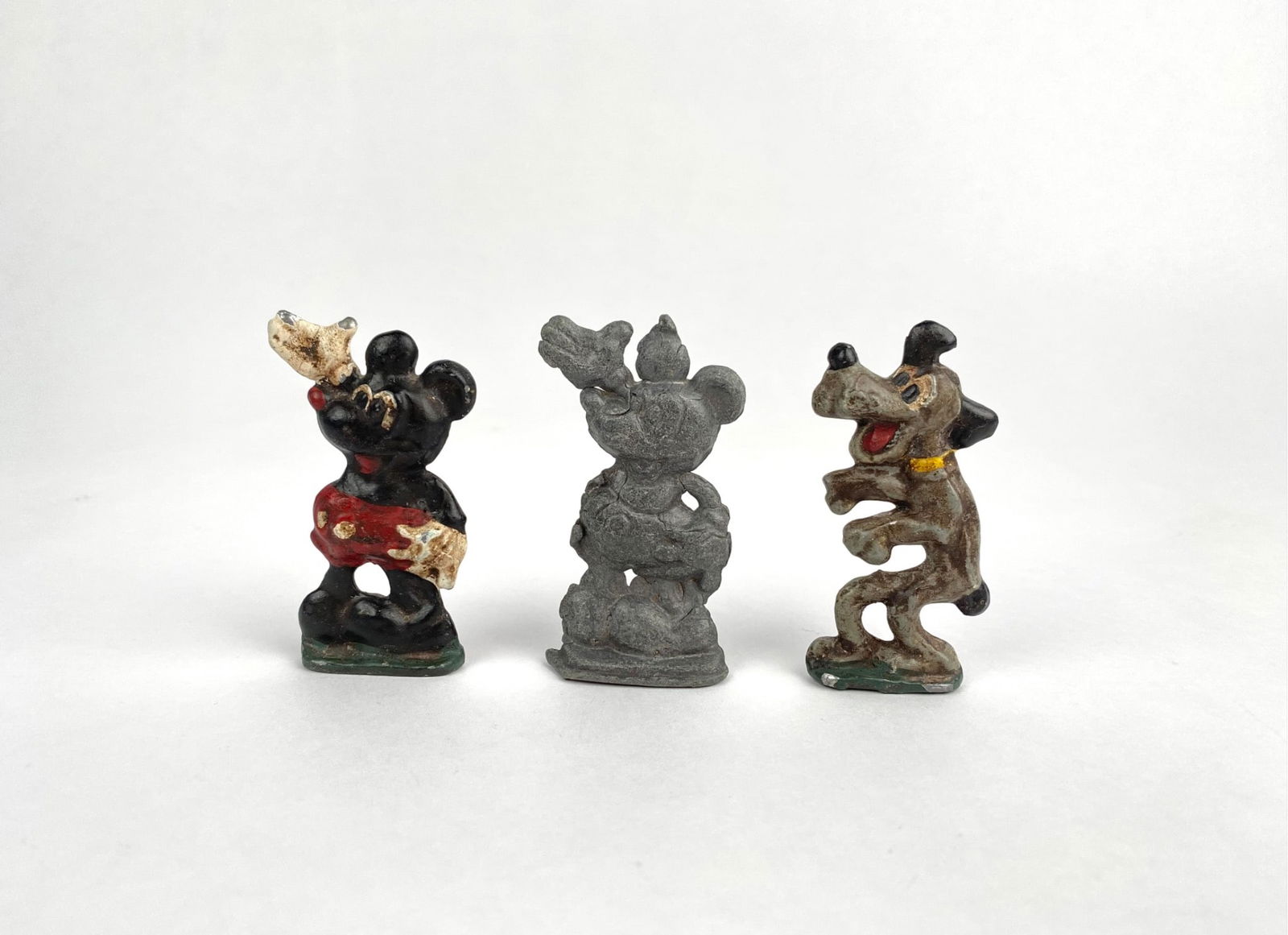 Set of Three Vintage Cast Iron Disney Mickeys and Pluto (1 of 9)