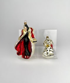 Christopher Radko Cruella De Vil and Dalmatian Christmas Ornaments