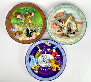 Set of 3 Disney Decorative Plates Featuring Animated Classics