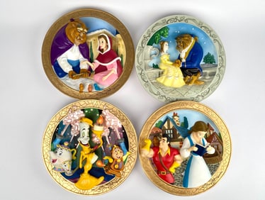 Set of 4 Disney Beauty and the Beast 3D Collector Plates