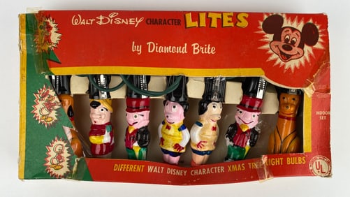 Vintage Walt Disney Character Xmas Tree Light Set by Diamond Brite