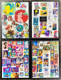 Collection of Disney Themed Buttons in Display Cases