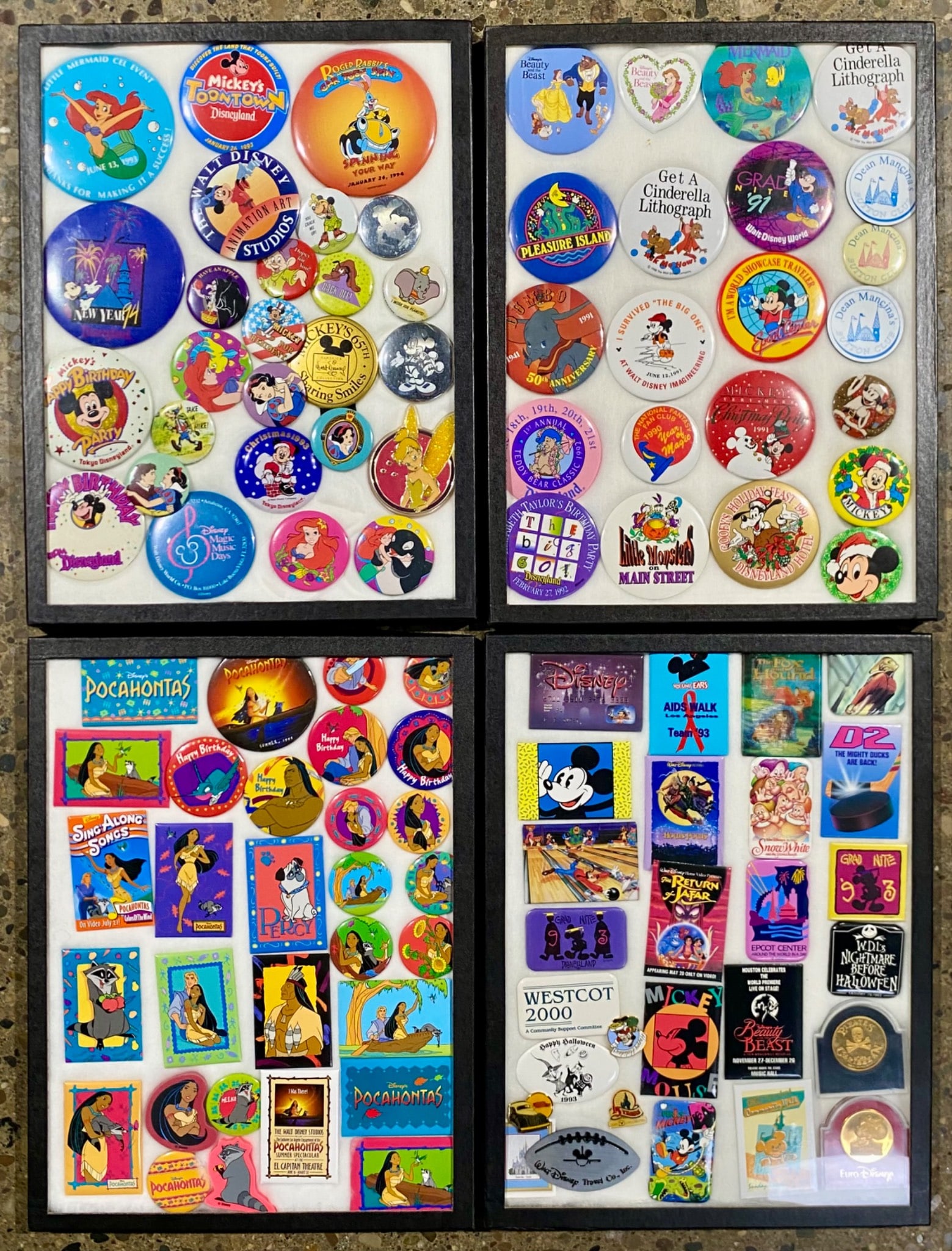 Collection of Disney Buttons in 4 Display Cases (1 of 10)