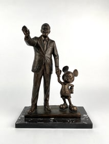 Signed Statue of Walt Disney and Mickey Mouse