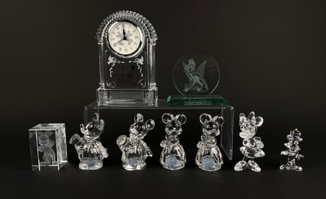 Collection of Disney Lenox Crystal Figurines, Clock, and Keepsakes