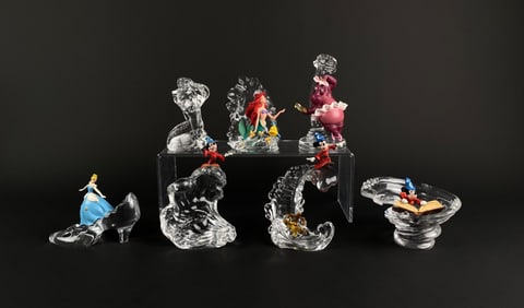 Collection of Disney Crystal Figurines Featuring Iconic Characters