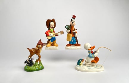 Set of 4 Goebel Disney Figurines (Goofy Bambi and Donald Duck)