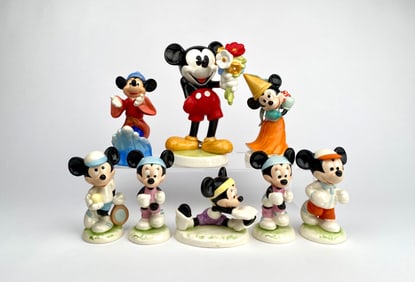 Set of 8 Goebel Disney Porcelain Mickey and Minnie Mouse?Figurines?