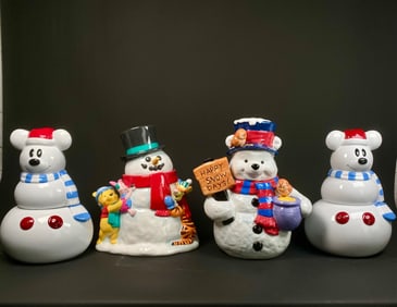 Set of Four Disney Snowman Ceramic Cookie Jars