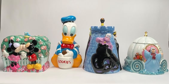 Set of Four Disney Themed Ceramic Cookie Jars