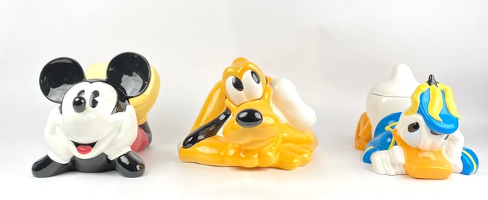 Set of Disney Cookie Jars Mickey Mouse, Pluto, and Donald Duck