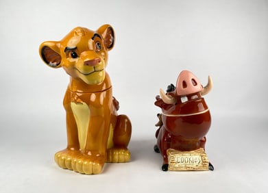 Lion King Simba and Pumbaa Ceramic Cookie Jars