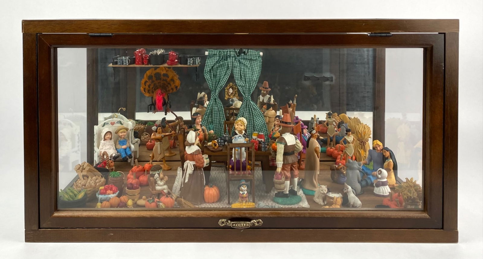 Thanksgiving Themed Miniature Diorama in Wooden Display Case (1 of 12)