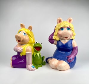Set of 2 Jim Henson Miss Piggy Ceramic Cookie Jars