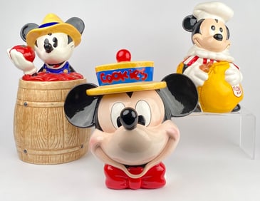 Set of 3 Disney Mickey Mouse Ceramic Cookie Jars