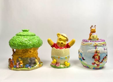Lot of 3 Disney Winnie the Pooh Ceramic Cookie Jars