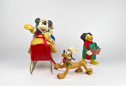 Mickey Mouse Christmas Sleigh with Pluto and Donald Duck Figures