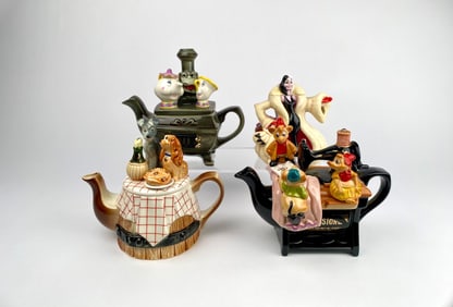 Set of 4 Disney Themed Collectible Teapots