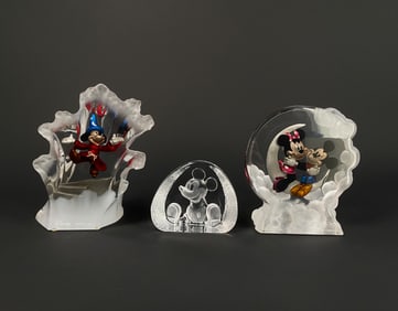Disney Mickey Mouse Etched Glass Figurines