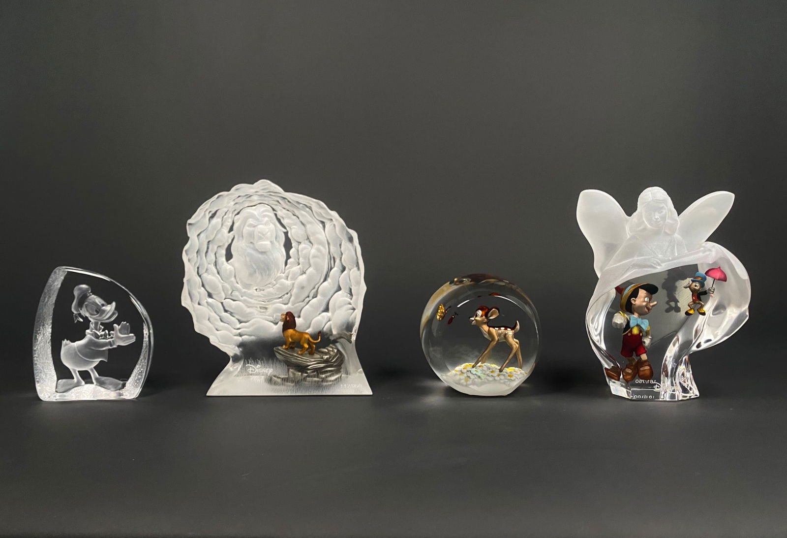 Set of Four Disney Etched Glass Figurines (1 of 12)