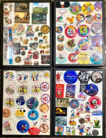 Collection of Disney Pins, Buttons, and Watches