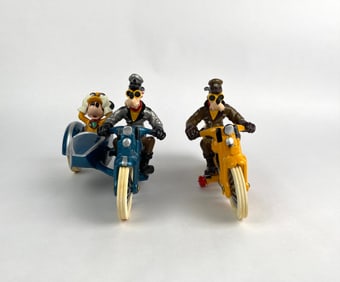 Set of Disney Mickey and Goofy on Patrol Motorcycles with Sidecar