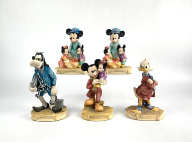 Walt Disney Ceramic Figurines Featuring Mickey Minnie Goofy Donald