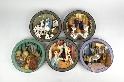 5 Disney Collector Plates 101 Dalmatians and Lady and the Tramp