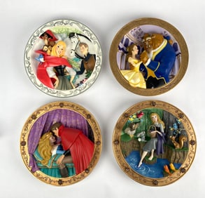 4 Disney 3D Collector Plates Sleeping Beauty, Beauty and the Beast