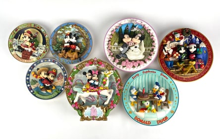 Collection of 3D Disney Collector Plates Mickey, Minnie & Donald
