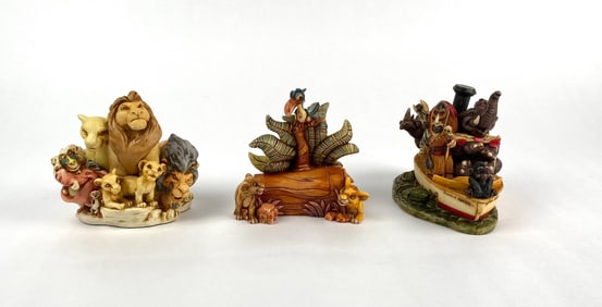 3 Disney Harmony Kingdom Figurine Animals and Jungle Scenes