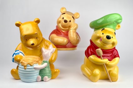 Set of 3 Disney Winnie the Pooh Ceramic Cookie Jars