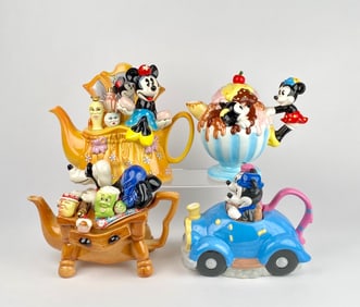 Set of 4 Disney Character Ceramic Teapots
