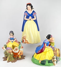 3 Disney Snow White and the Seven Dwarfs Ceramic Cookie Jars