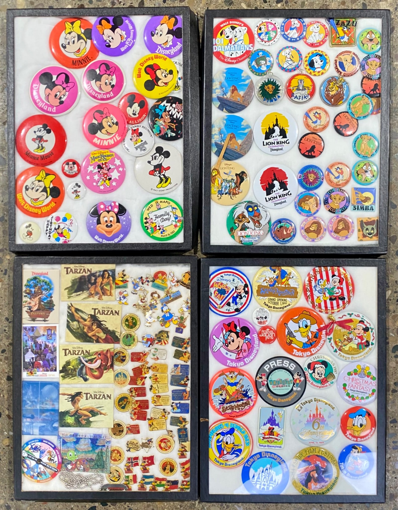 Set of 4 Display Cases of Assorted Disney Enamel Pins and Buttons (1 of 12)