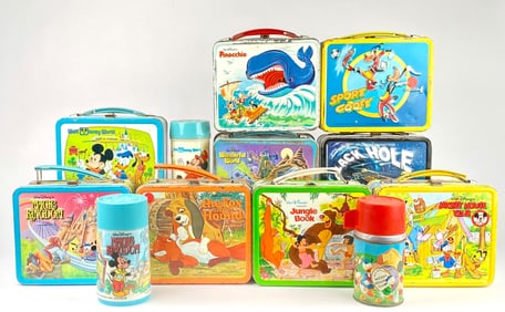 Set of 9 Vintage Disney Metal Lunch Boxes