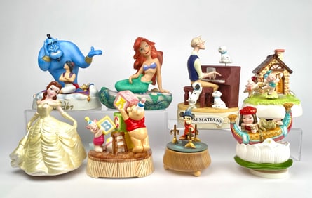 Set of 8 Disney Themed Musical Figurines and Collectibles