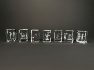 Set of Disney Crystal Glass Etched Figurines