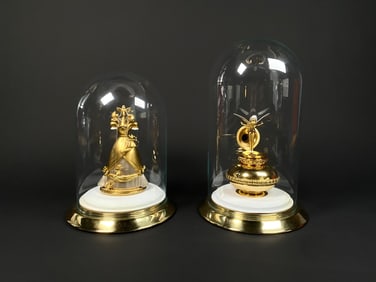Pair of Disney Showcase Olszewski Glass Dome Figurines