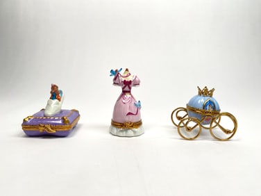 Set of 3 Disney Cinderella Artoria Limoges Boxes