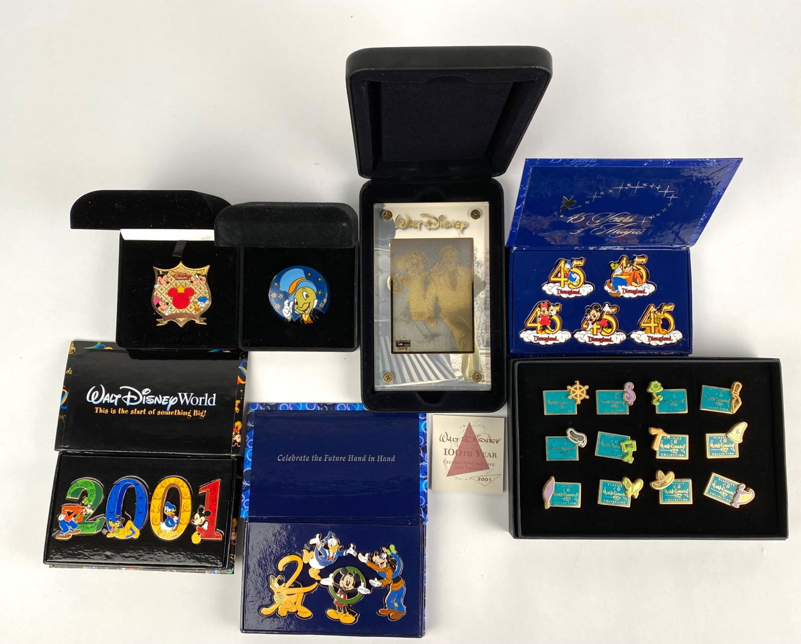 Collection of Walt Disney Commemorative Pins and Items in Boxes (1 of 9)