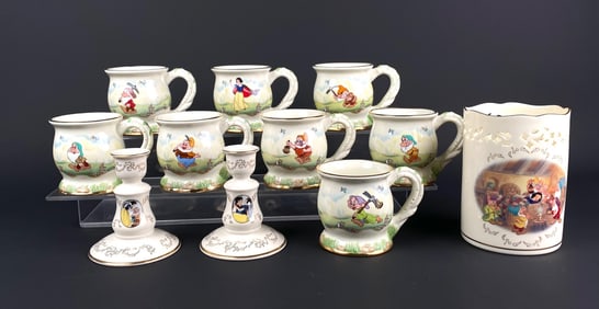 Snow White and the Seven Dwarfs Mug Set Candle Holder Scene Vase