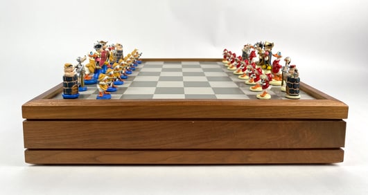 Disney Themed Wooden Chess Set With Decorative Figural Pieces