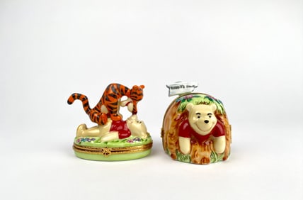 Set of 2 Limoges Boxes Featuring Winnie the Pooh and Tigger