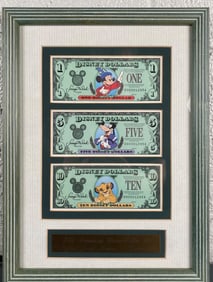 Framed 25th Anniversary Disney Dollar Set